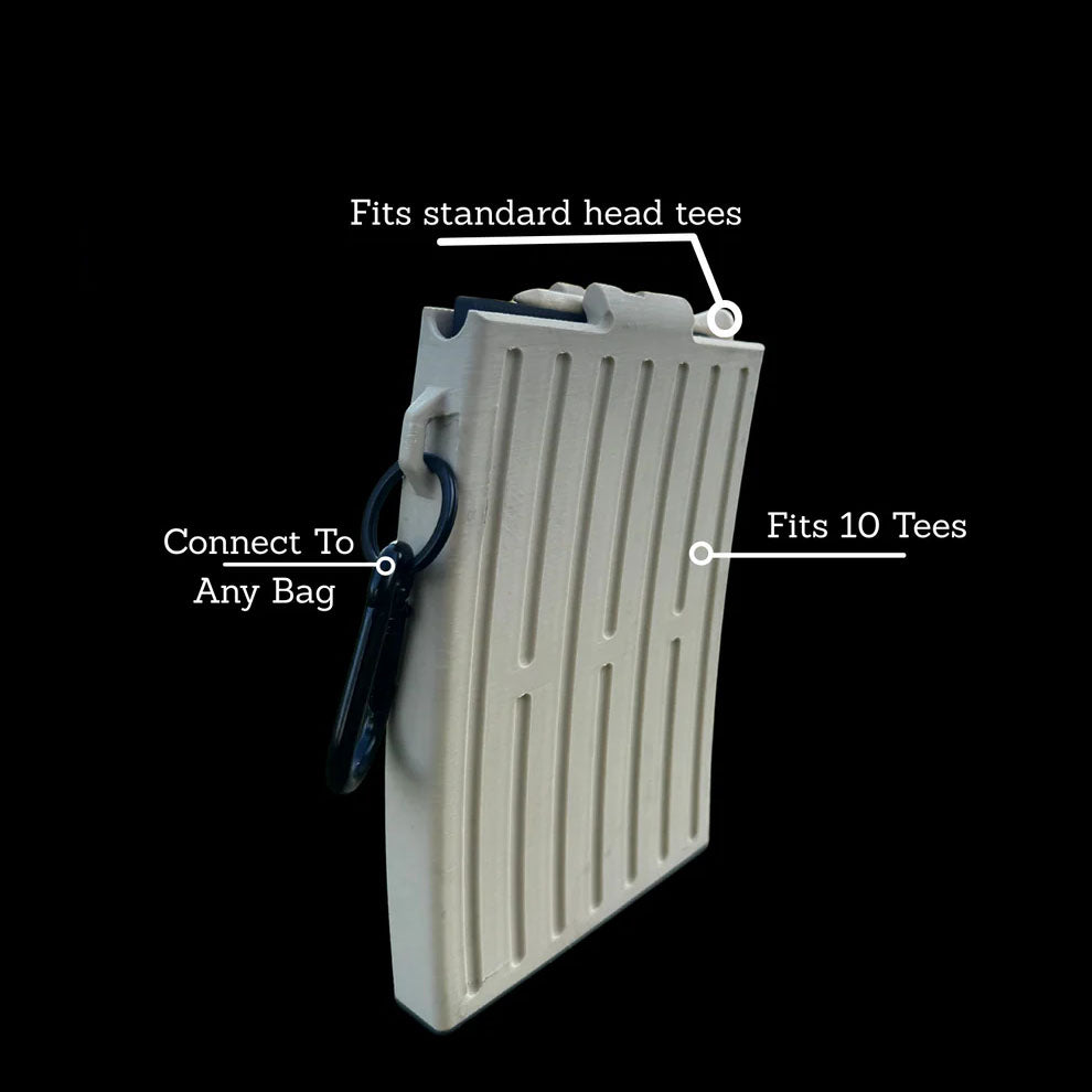 Gunmetal Grey Golf Tee Dispenser – Automatic Golf Tee Dispenser That Securely Attaches to Golf Bag