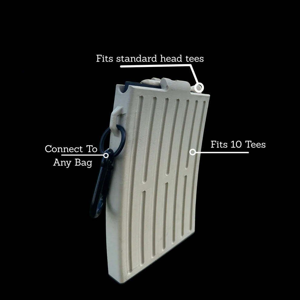 Gunmetal Grey Golf Tee Dispenser – Automatic Golf Tee Dispenser That Securely Attaches to Golf Bag