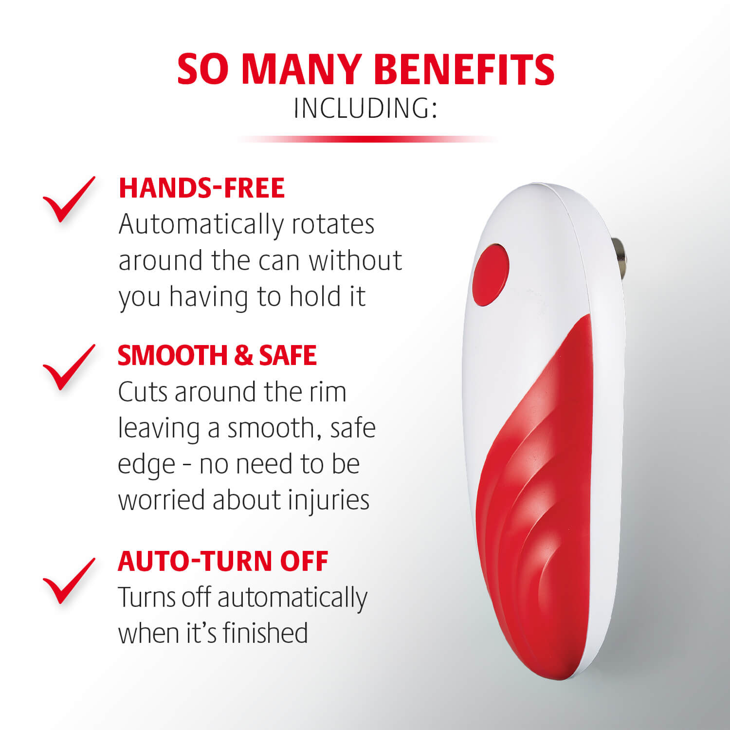 One-Touch Electric Can Opener with Smooth Edges