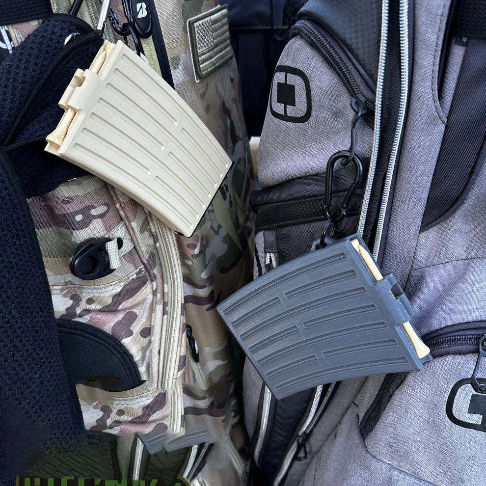 Gunmetal Grey Golf Tee Dispenser – Automatic Golf Tee Dispenser That Securely Attaches to Golf Bag