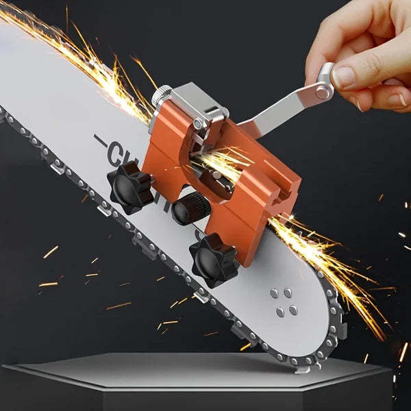 Handheld chainsaw sharpener requires no batteries