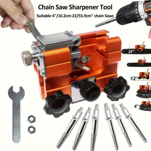 Handheld chainsaw sharpener requires no batteries