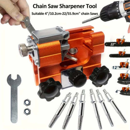 Handheld chainsaw sharpener requires no batteries