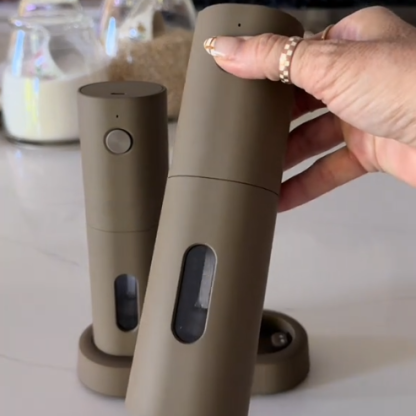 Electric Salt and Pepper Grinder Set – USB Rechargeable Automatic Spice Mills with LED Light & Adjustable Coarseness