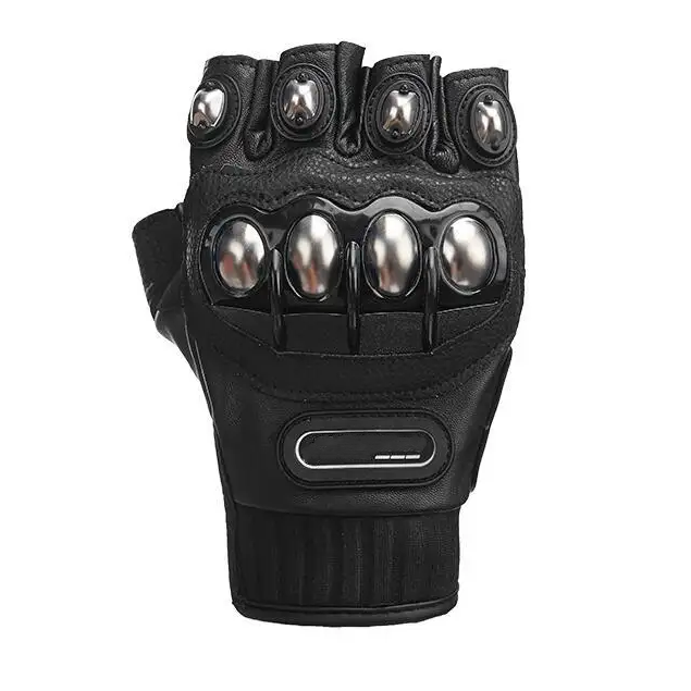 Summer Motorcycle Gloves, Men's Half-Finger Sheepskin Off-Road Gloves, Breathable Anti-Fall Rider Gloves