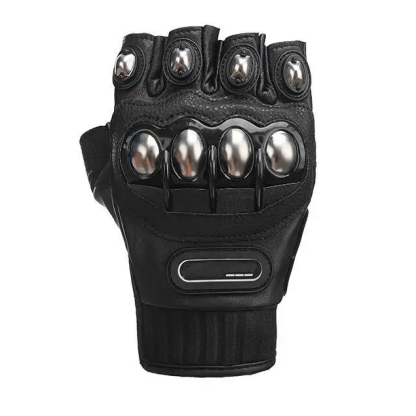 Summer Motorcycle Gloves, Men's Half-Finger Sheepskin Off-Road Gloves, Breathable Anti-Fall Rider Gloves