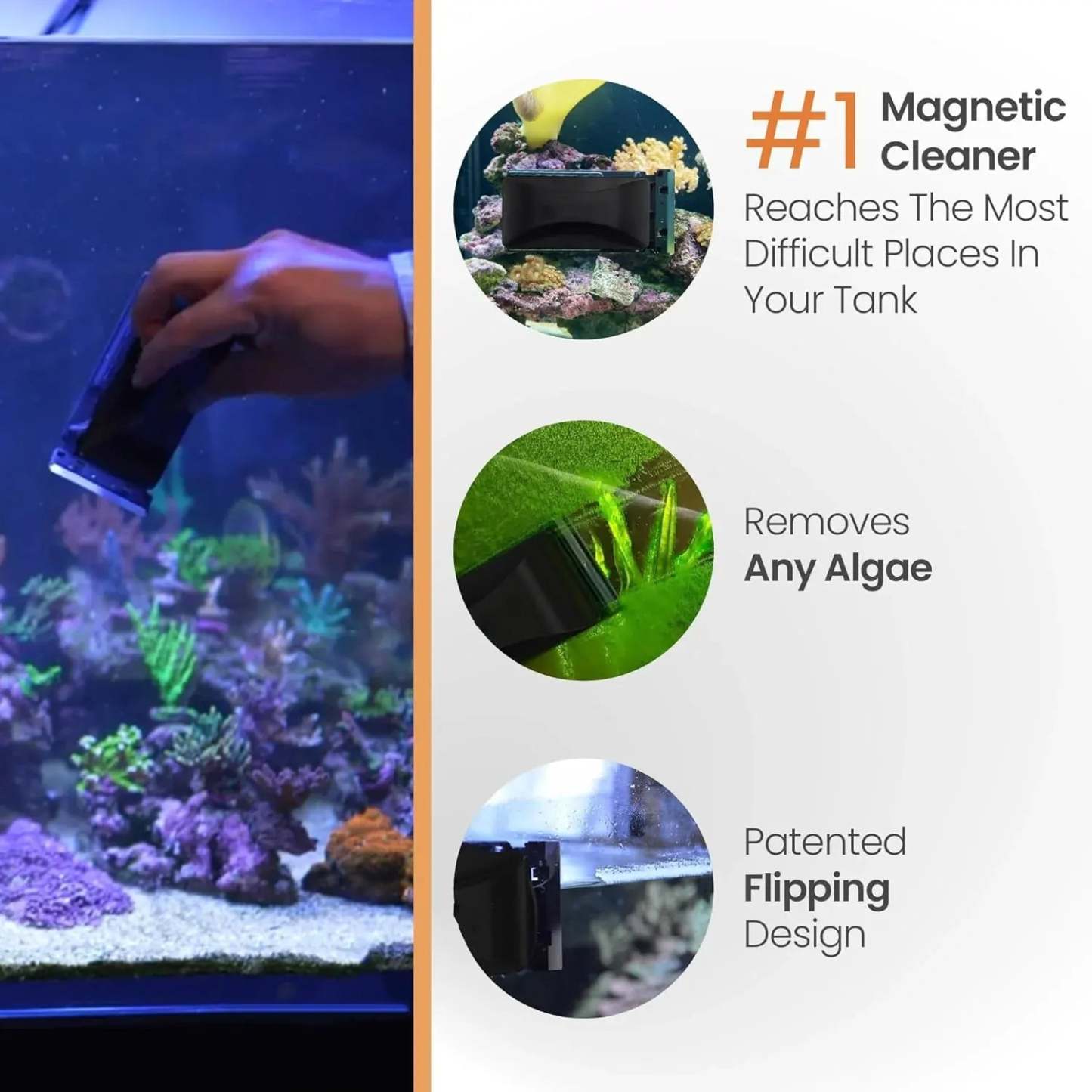 2-in-1 Magnetic Aquarium Algae Cleaner – Floating Double Sided Scrubber and Scraper