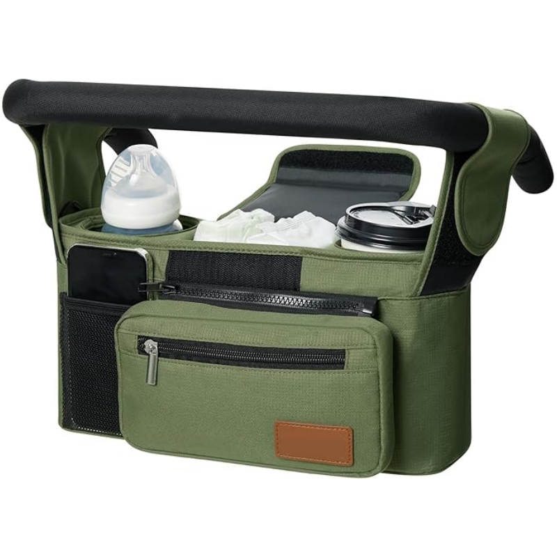 Universal Stroller Organizer – Detachable Bag with Insulated Cup Holders & Phone Pocket 