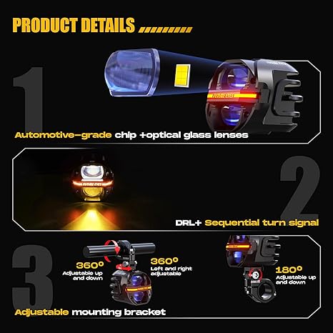 Multi-Mode 120W LED Auxiliary Lights – Amber Dual Beam Driving Lights