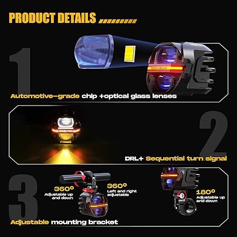 Multi-Mode 120W LED Auxiliary Lights – Amber Dual Beam Driving Lights