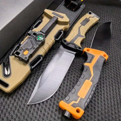 Camping fixed knife with lighter