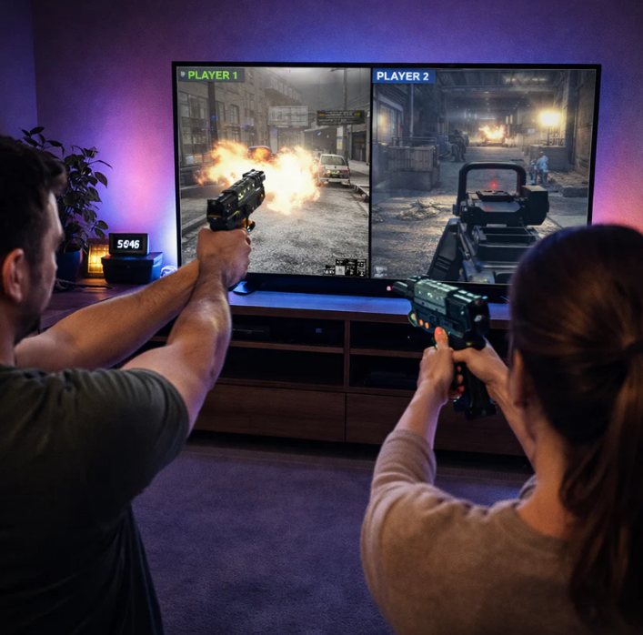 Retro Wireless Arcade Light Gun Controller for PC Shooting Games