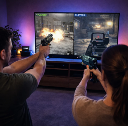 Retro Wireless Arcade Light Gun Controller for PC Shooting Games