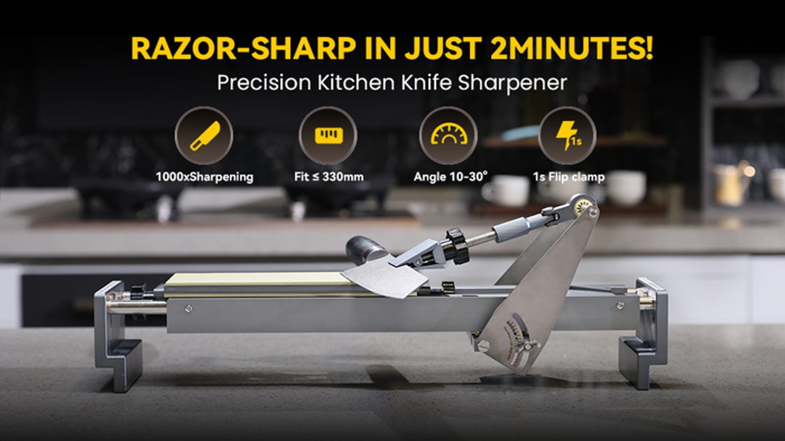 Guided Knife Sharpening System with Adjustable Angle Control