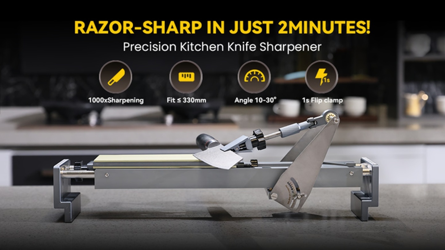 Guided Knife Sharpening System with Adjustable Angle Control