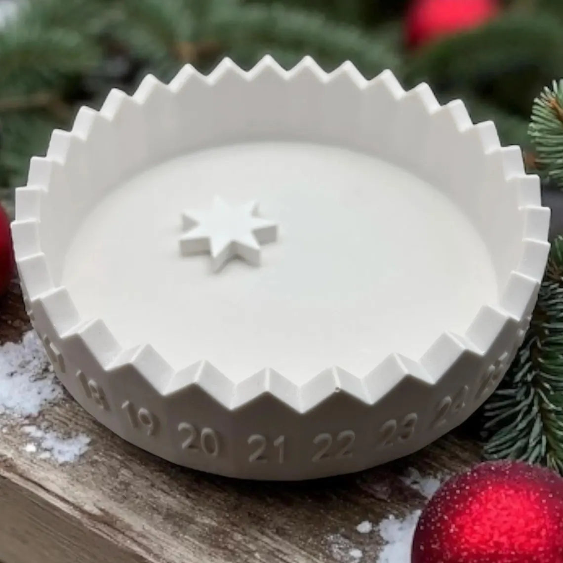 Countdown Calendar Silicone Mold, Advent Bowl with Star