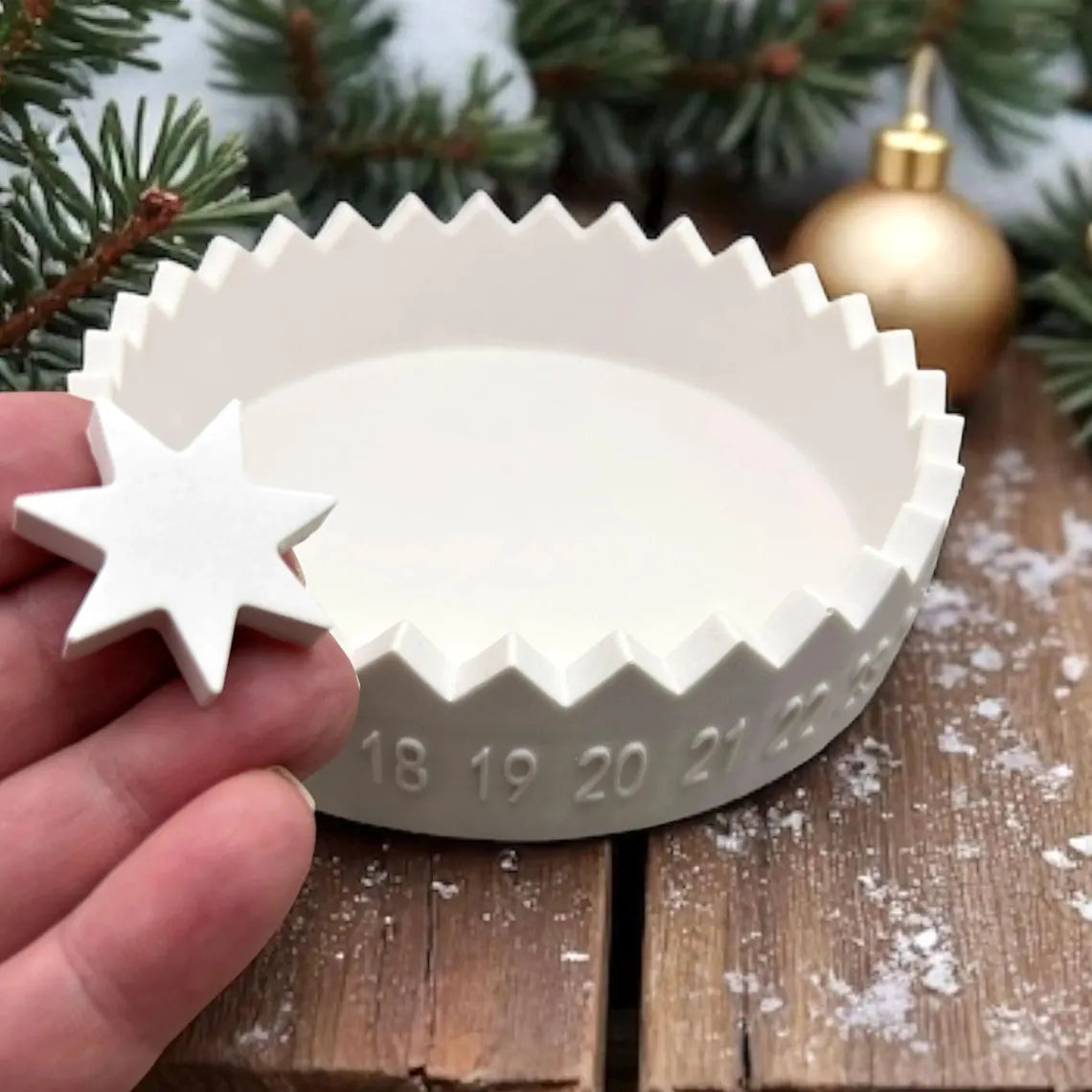 Countdown Calendar Silicone Mold, Advent Bowl with Star