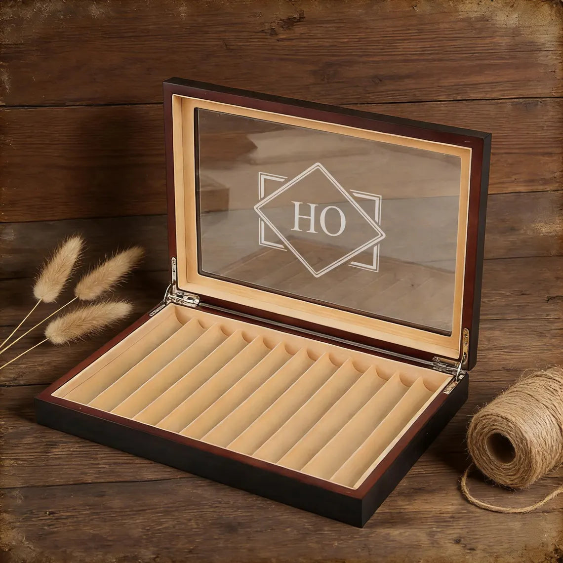 Two Layers 23 Slots Black Pen Case – Custom Wooden Pen Box & Desk Organizer