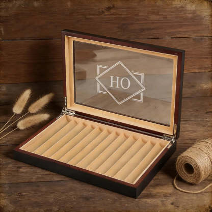 Two Layers 23 Slots Black Pen Case – Custom Wooden Pen Box & Desk Organizer