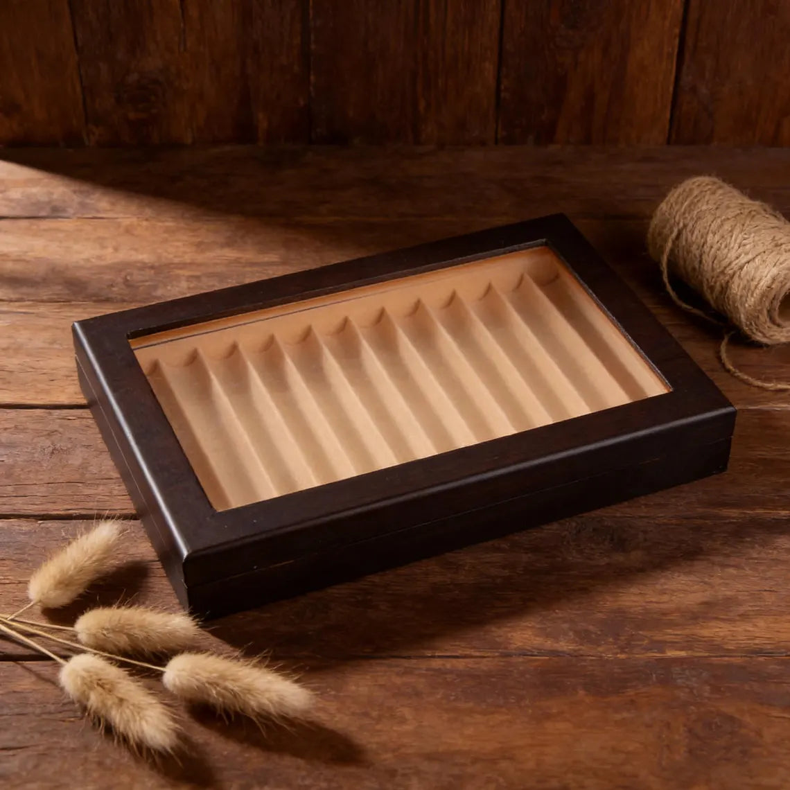 Two Layers 23 Slots Black Pen Case – Custom Wooden Pen Box & Desk Organizer