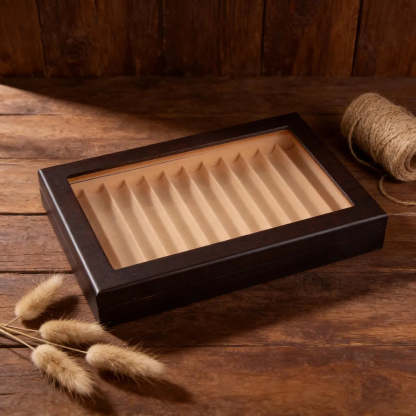 Two Layers 23 Slots Black Pen Case – Custom Wooden Pen Box & Desk Organizer