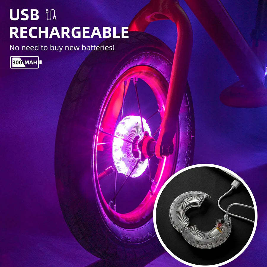 LED Hub Light – High Brightness Bicycle Hub Light for Kids, 7 Colors and 15 Light Modes