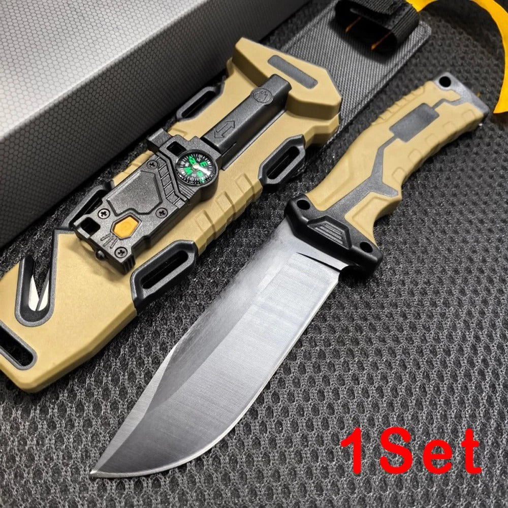 Camping fixed knife with lighter