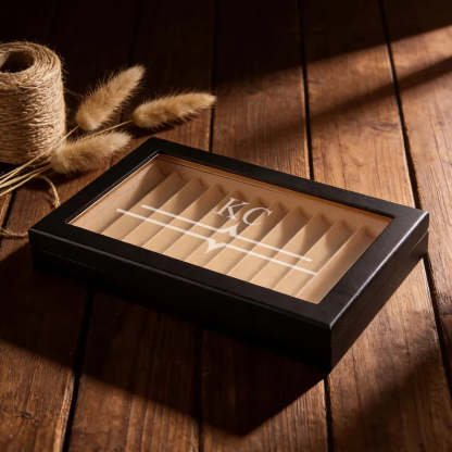 Two Layers 23 Slots Black Pen Case – Custom Wooden Pen Box & Desk Organizer