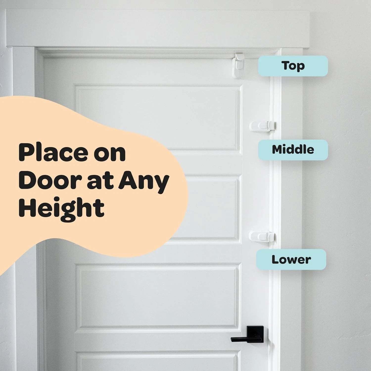 A latch-type door lock that children cannot reach or pry open