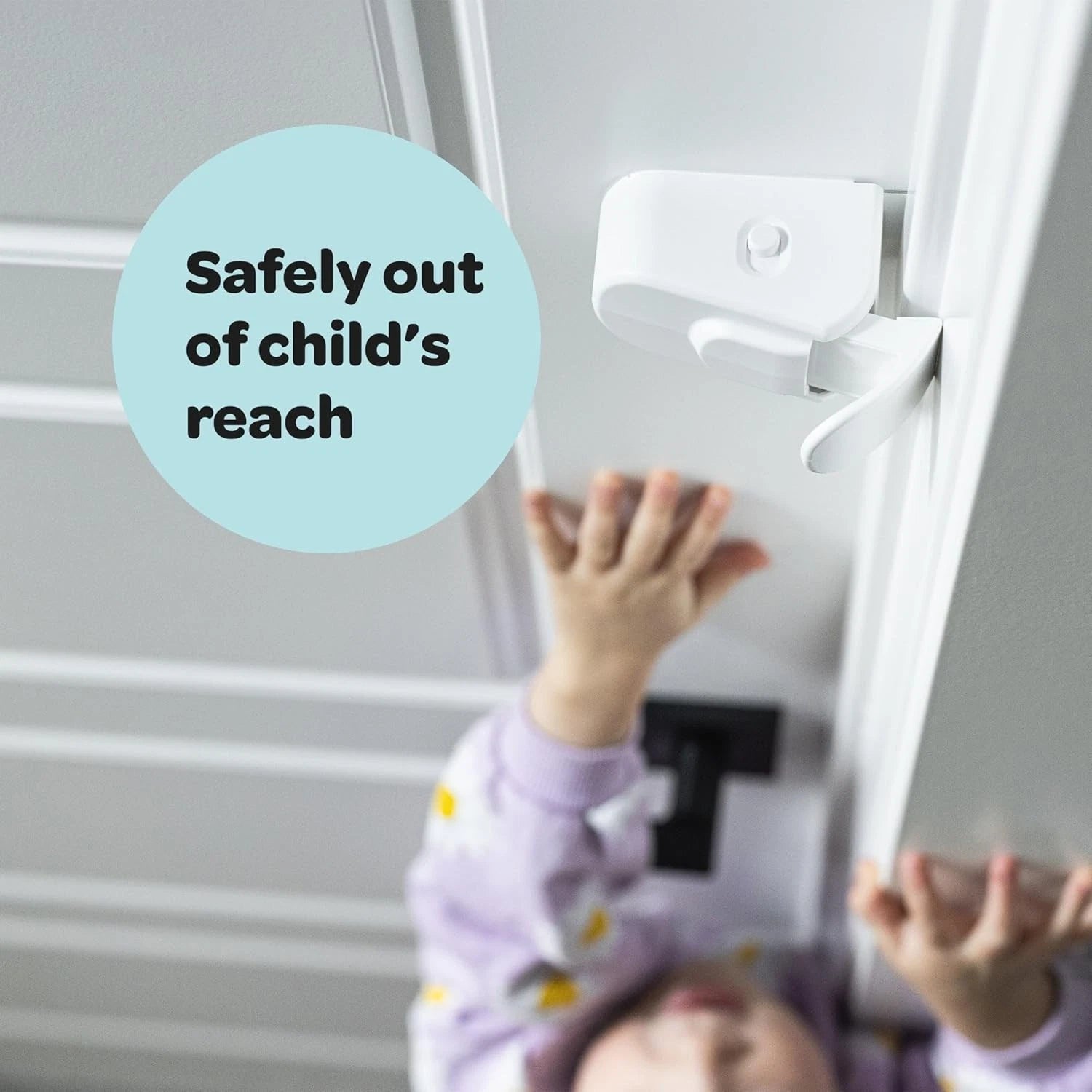 A latch-type door lock that children cannot reach or pry open