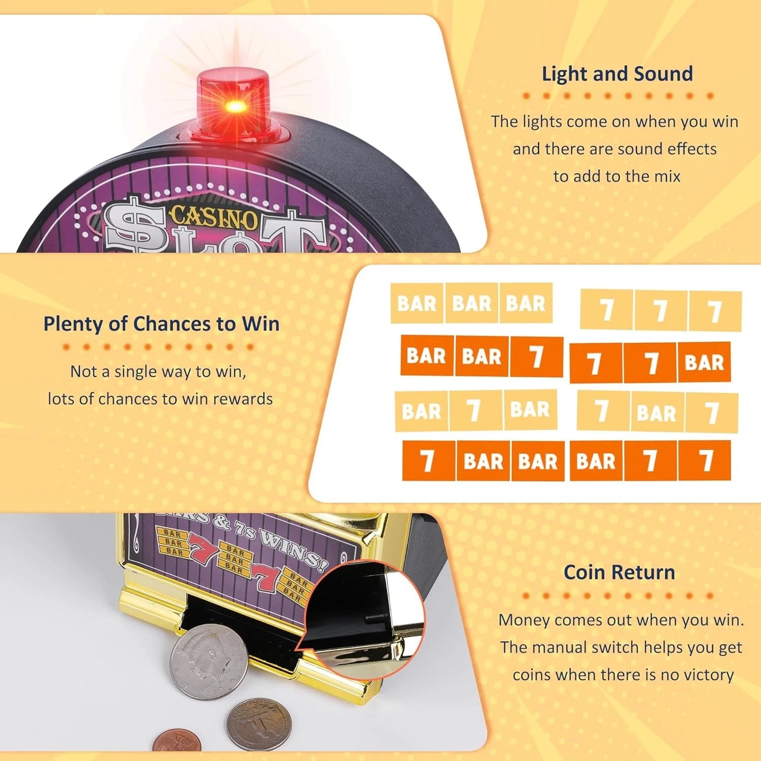 Golden Slot Machine Coin Bank Toy
