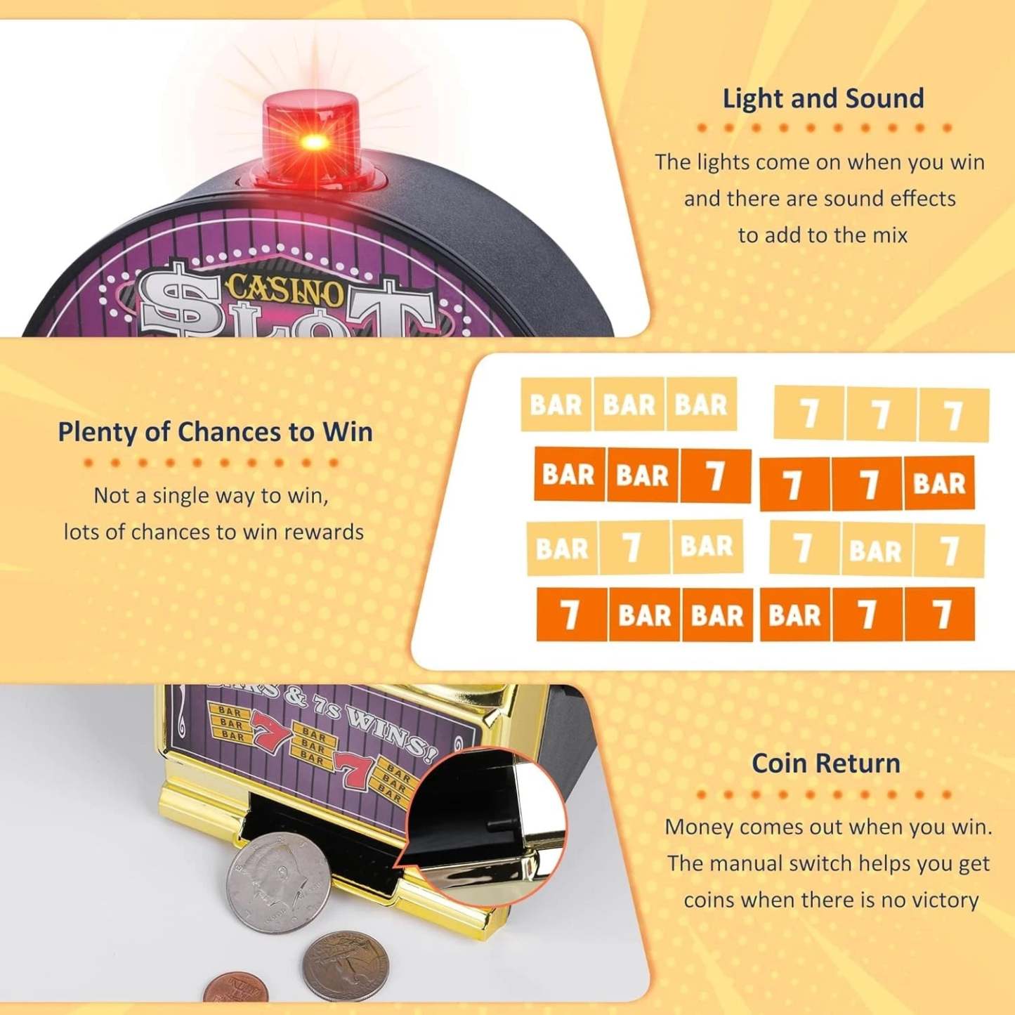 Golden Slot Machine Coin Bank Toy