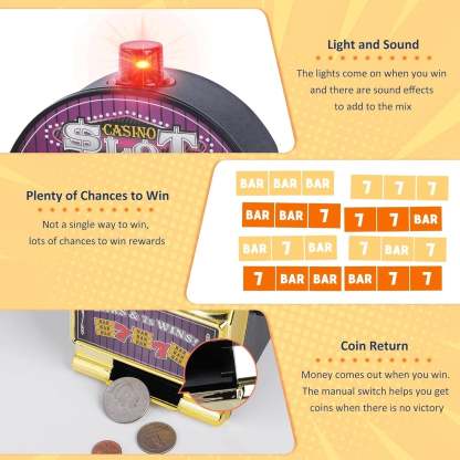 Golden Slot Machine Coin Bank Toy