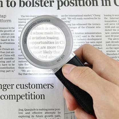 30x Dual Optical Glass Lens Handheld LED Magnifier, High Power HD Magnifying Glass for Identification