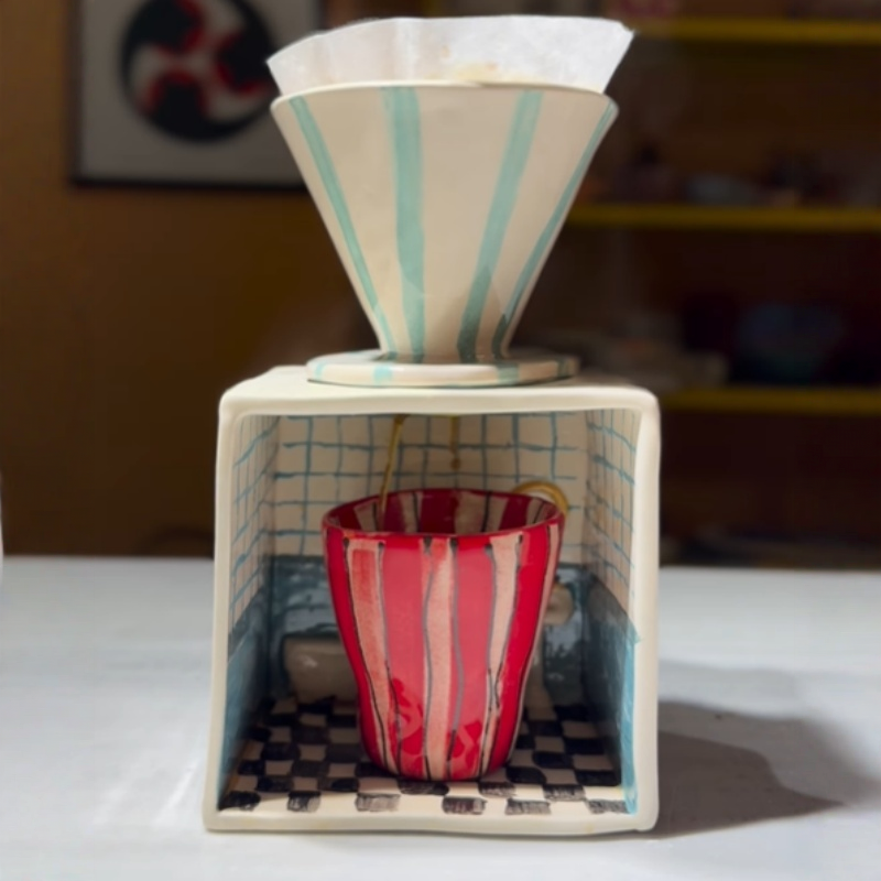 Handcrafted Ceramic Pour-Over Coffee Maker – Miniature Room Art Series