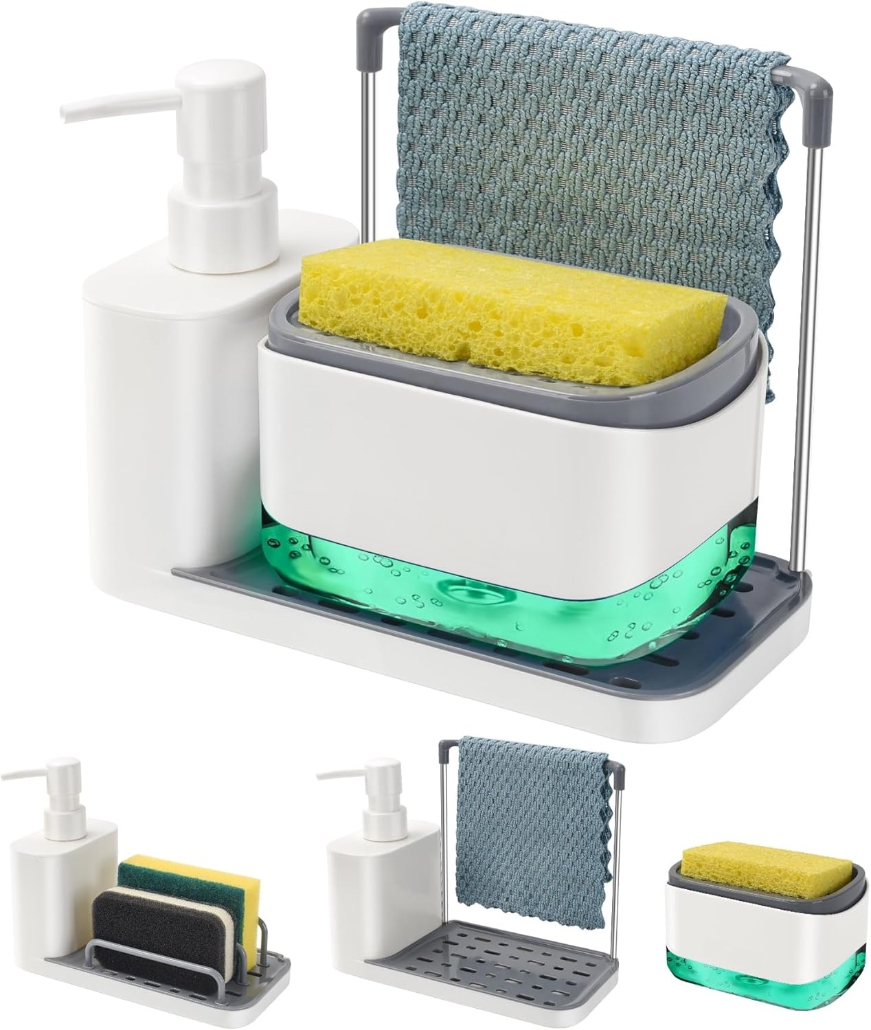 5-in-1 Kitchen Sink Organizer with Dual Soap Dispensers & Drying Tray