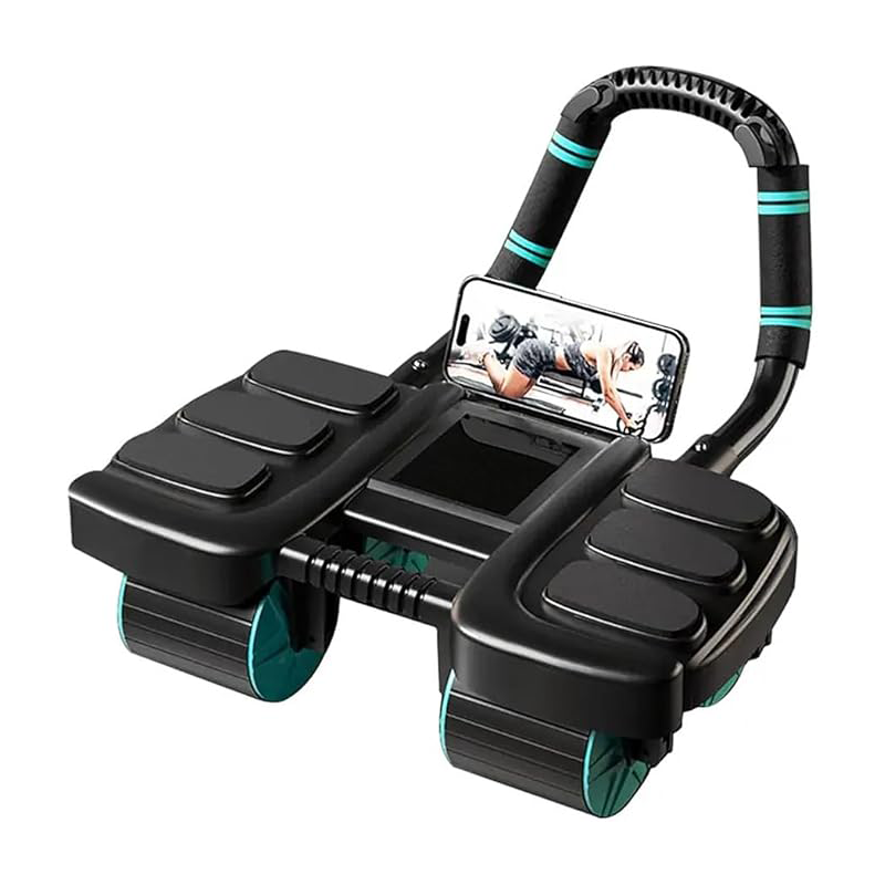 Automatic rebound ab wheel with elbow support and four wheels