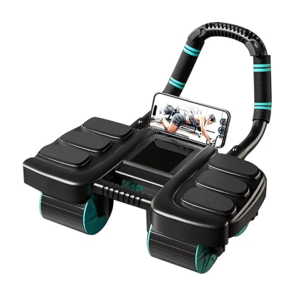 Automatic rebound ab wheel with elbow support and four wheels