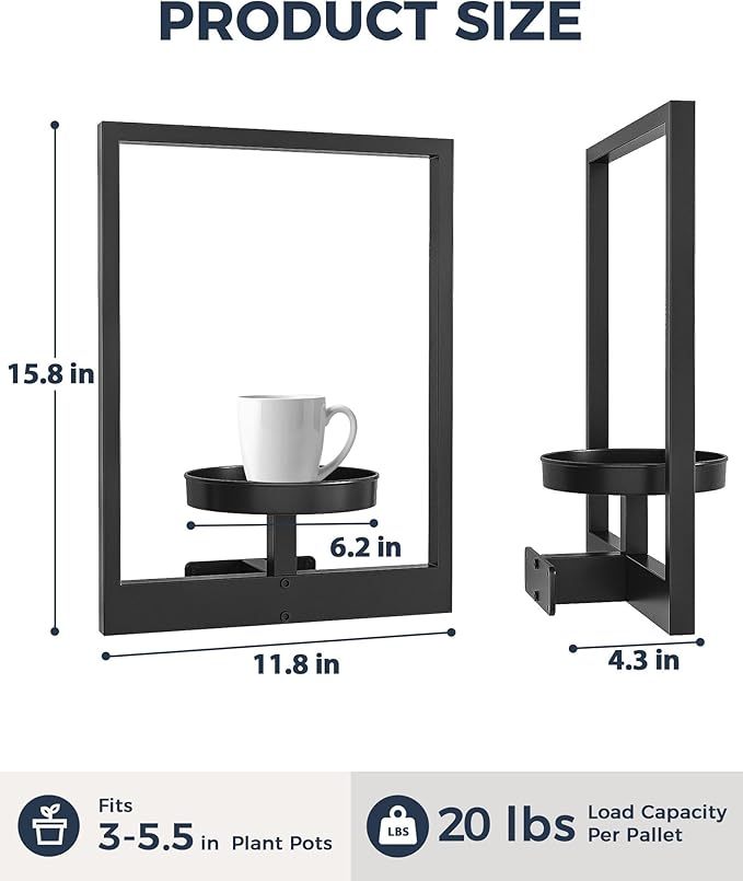 Modern Metal Wall-Mounted Plant Shelf | Indoor/Outdoor Vertical Garden Decor