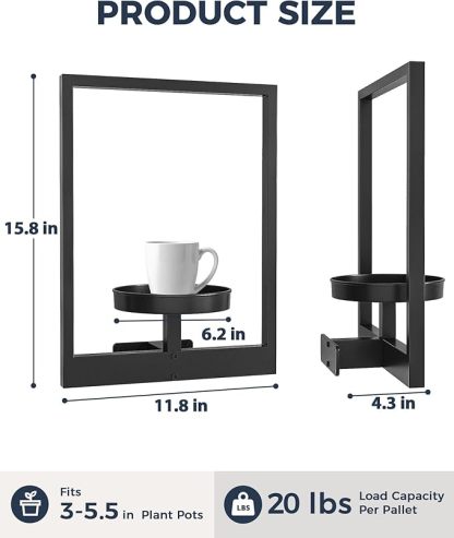 Modern Metal Wall-Mounted Plant Shelf | Indoor/Outdoor Vertical Garden Decor
