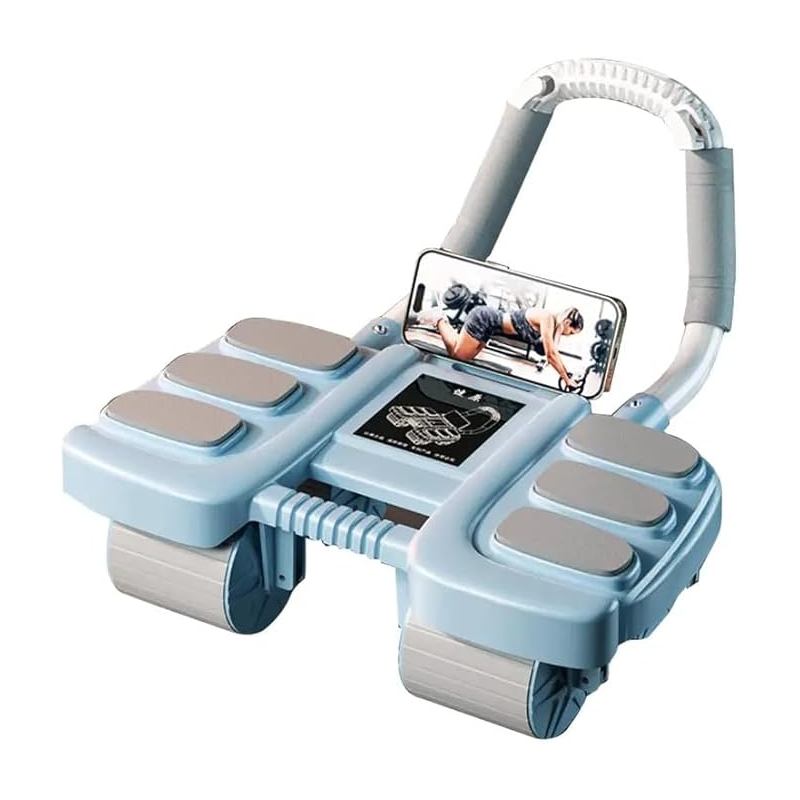 Automatic rebound ab wheel with elbow support and four wheels