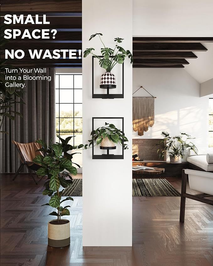 Modern Metal Wall-Mounted Plant Shelf | Indoor/Outdoor Vertical Garden Decor