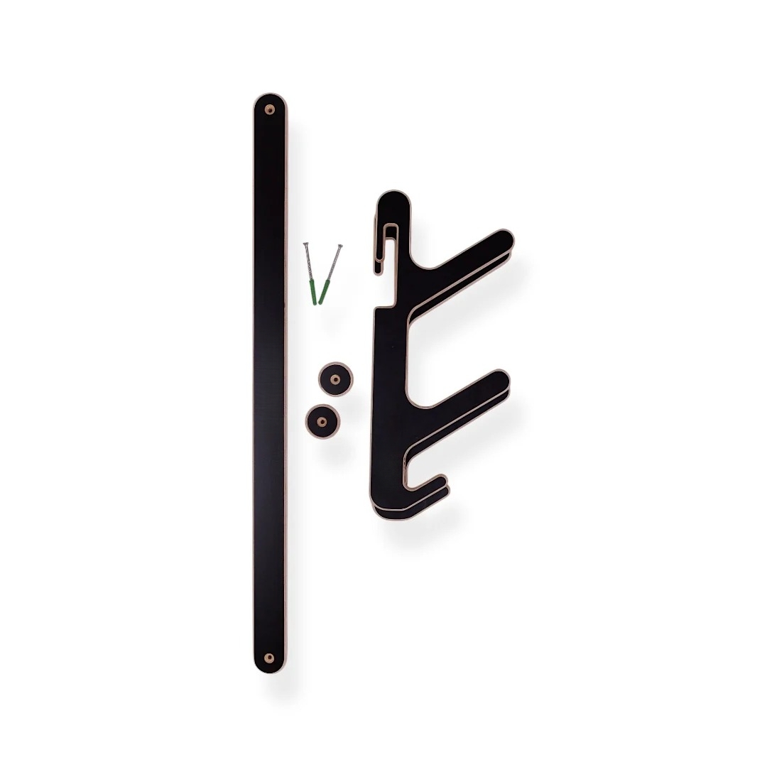 Horizontal Wall-Mounted Ski Rack | Holds 2–4 Pairs with Pole & Helmet Hooks