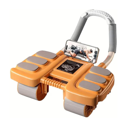 Automatic rebound ab wheel with elbow support and four wheels