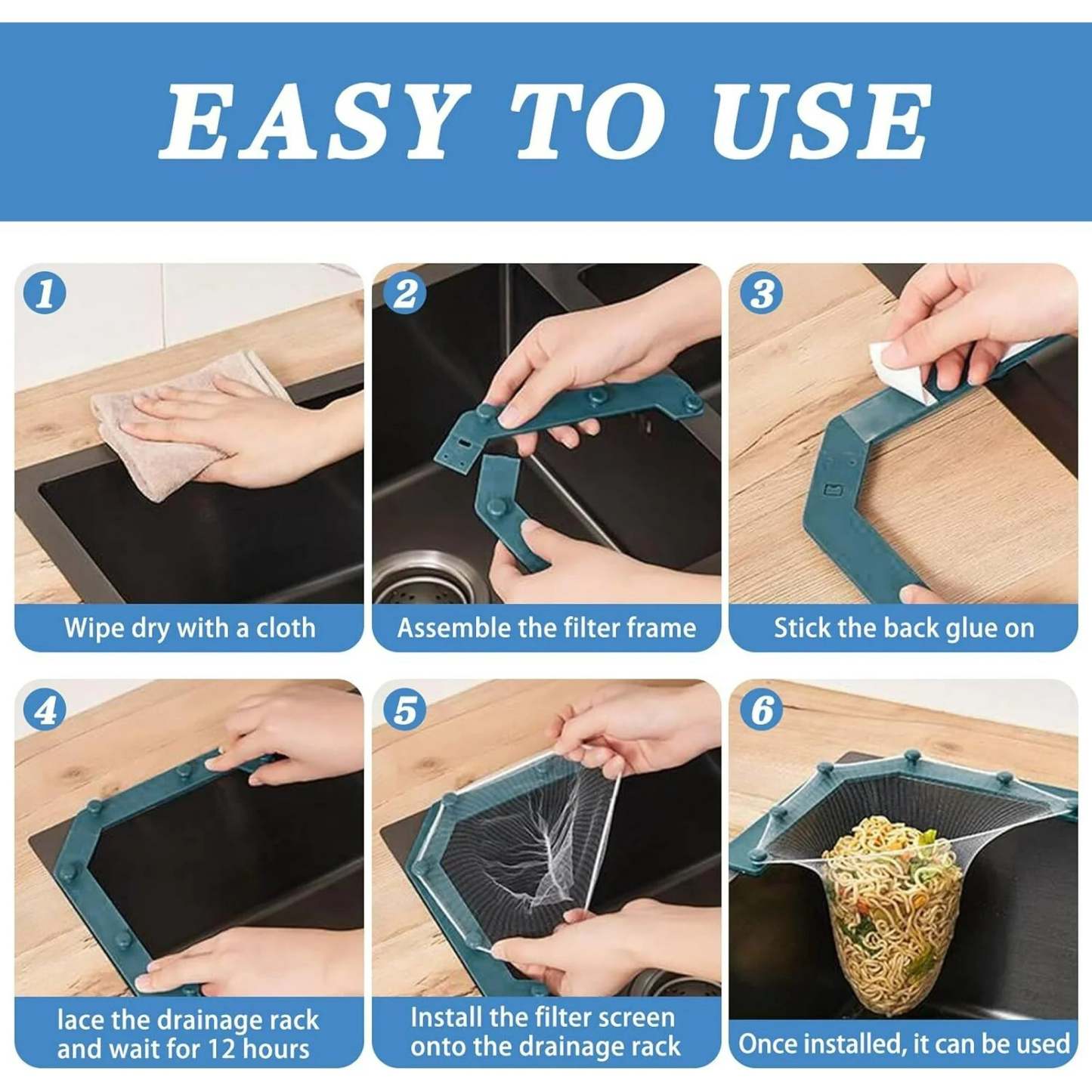 Triangular Three-Leg Sink Filter (Includes 50 Filter Bags, Space-Saving Design, Ideal for Kitchen