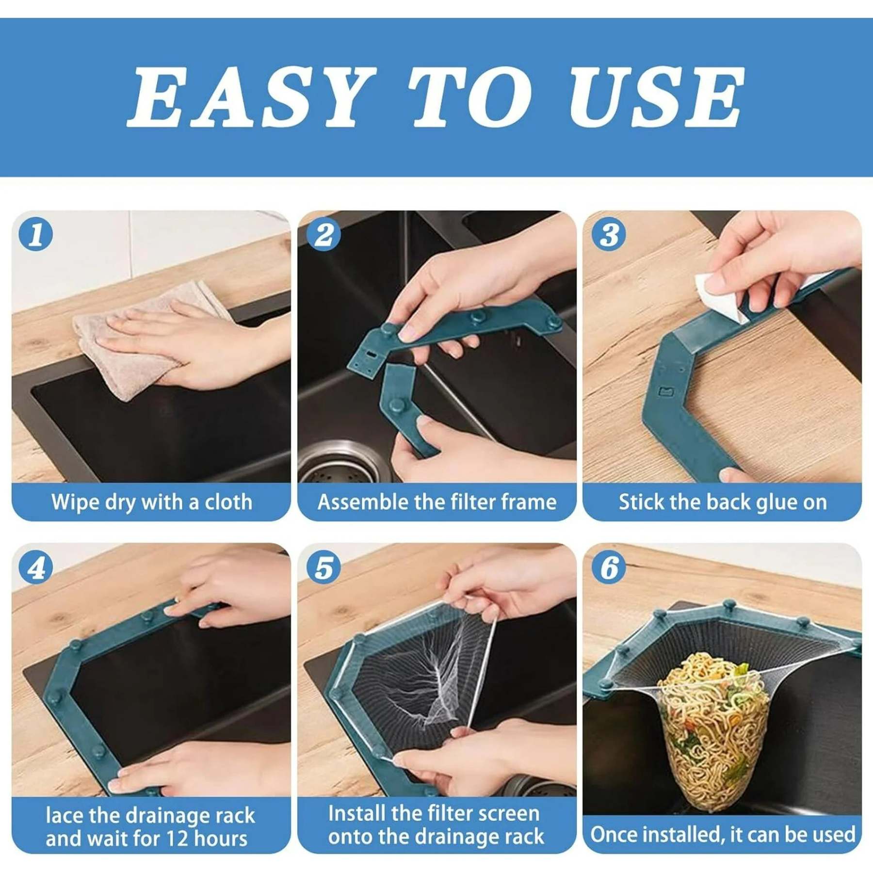 Triangular Three-Leg Sink Filter (Includes 50 Filter Bags, Space-Saving Design, Ideal for Kitchen