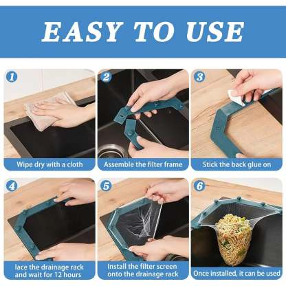Triangular Three-Leg Sink Filter (Includes 50 Filter Bags, Space-Saving Design, Ideal for Kitchen