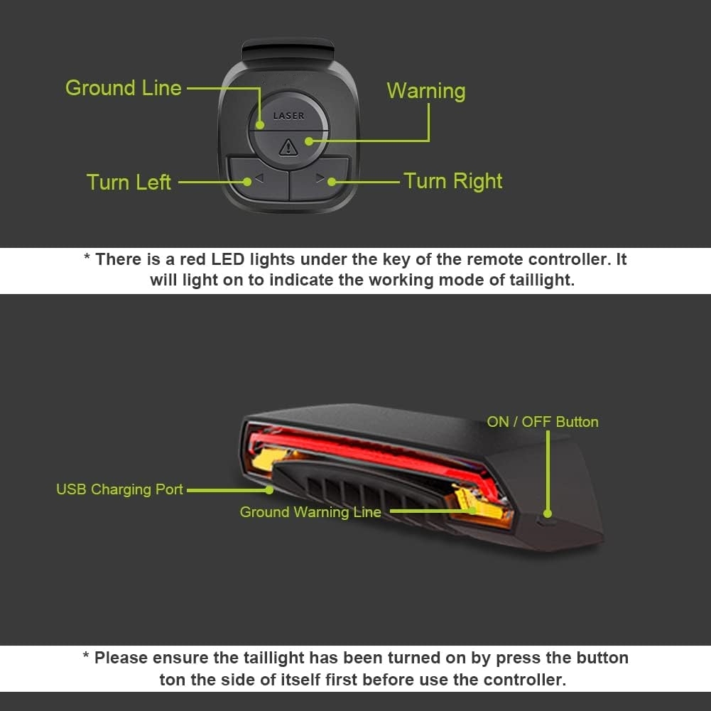 Smart Bike Tail Light with Turn Signals & Auto Brake Function