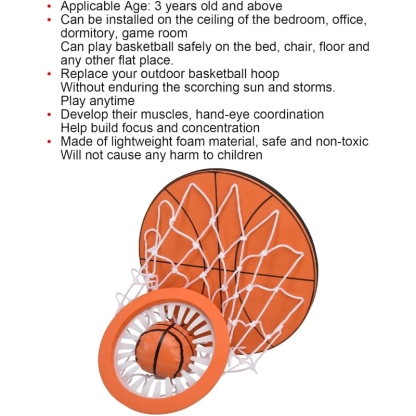 Children's Indoor Sports Trainer: Ceiling-Mounted Soft Mini Basketball Hoop