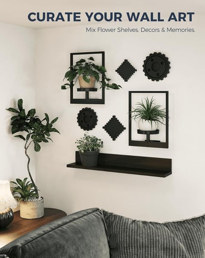 Modern Metal Wall-Mounted Plant Shelf | Indoor/Outdoor Vertical Garden Decor